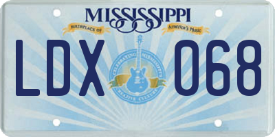 MS license plate LDX068
