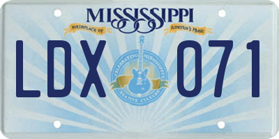 MS license plate LDX071