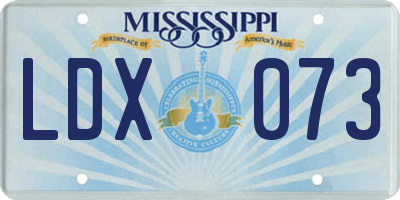 MS license plate LDX073