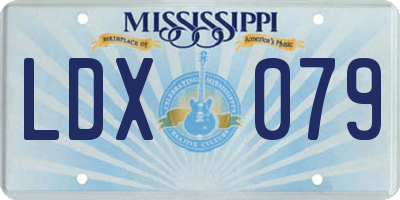 MS license plate LDX079