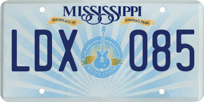 MS license plate LDX085