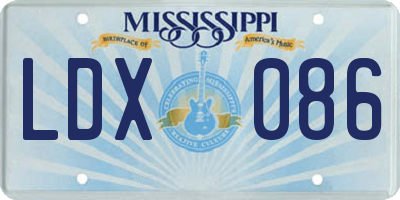 MS license plate LDX086