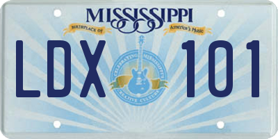 MS license plate LDX101