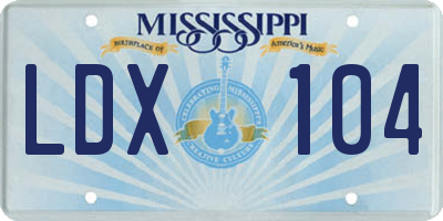 MS license plate LDX104