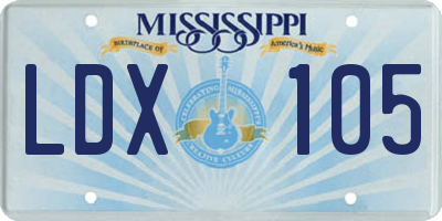 MS license plate LDX105