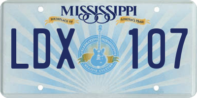 MS license plate LDX107