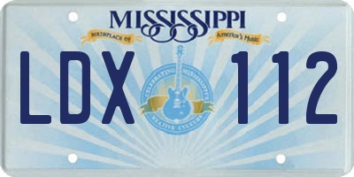 MS license plate LDX112