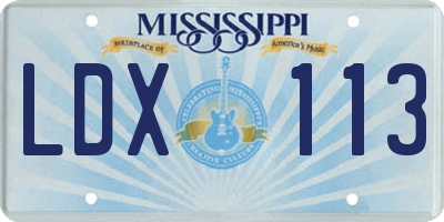 MS license plate LDX113