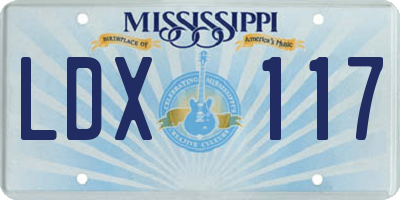 MS license plate LDX117
