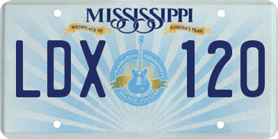 MS license plate LDX120