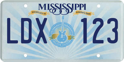 MS license plate LDX123