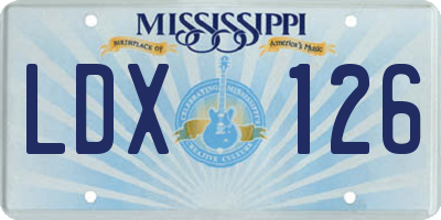 MS license plate LDX126