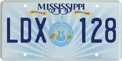 MS license plate LDX128