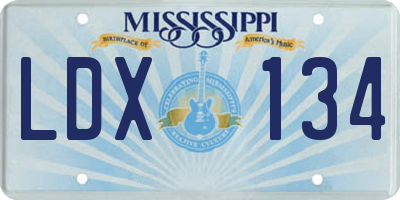 MS license plate LDX134