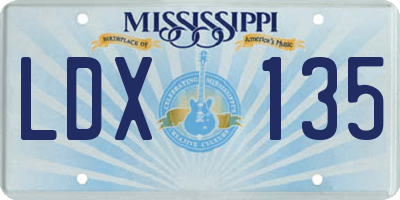 MS license plate LDX135