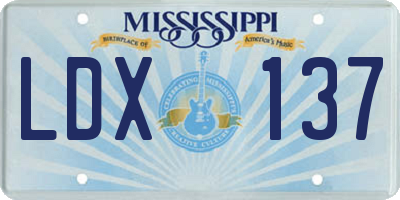 MS license plate LDX137