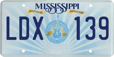 MS license plate LDX139