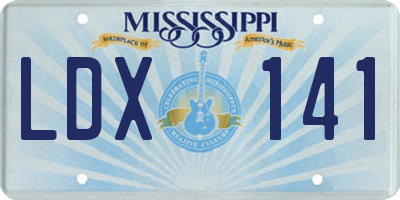 MS license plate LDX141