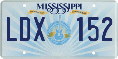 MS license plate LDX152