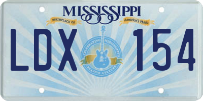 MS license plate LDX154