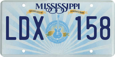 MS license plate LDX158