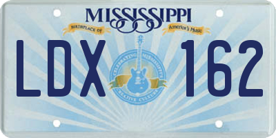 MS license plate LDX162