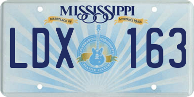 MS license plate LDX163