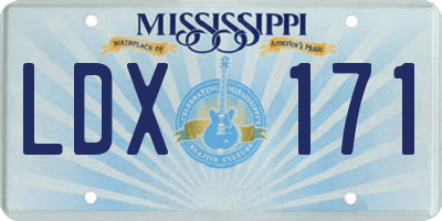 MS license plate LDX171