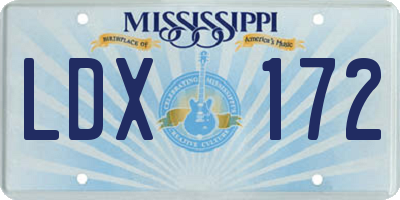 MS license plate LDX172