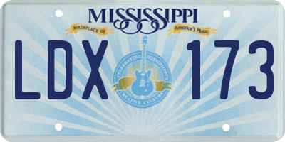 MS license plate LDX173