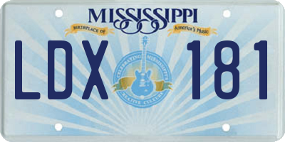 MS license plate LDX181