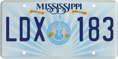 MS license plate LDX183