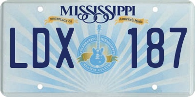 MS license plate LDX187