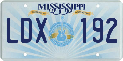 MS license plate LDX192
