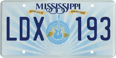 MS license plate LDX193