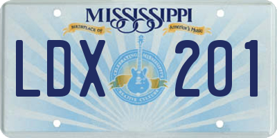 MS license plate LDX201