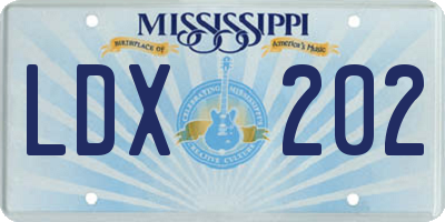 MS license plate LDX202