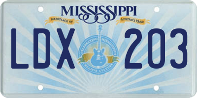 MS license plate LDX203