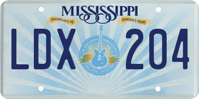 MS license plate LDX204