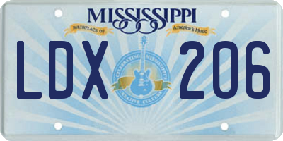 MS license plate LDX206