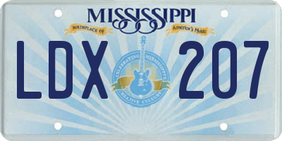 MS license plate LDX207