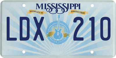 MS license plate LDX210