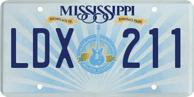 MS license plate LDX211