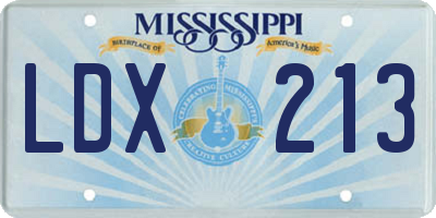 MS license plate LDX213