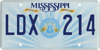 MS license plate LDX214