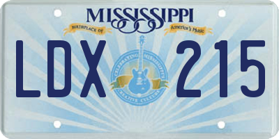 MS license plate LDX215