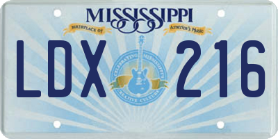 MS license plate LDX216