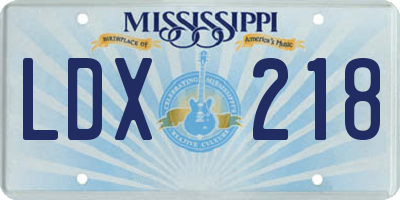 MS license plate LDX218