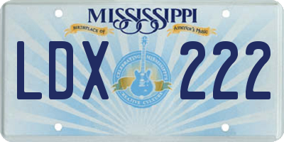 MS license plate LDX222