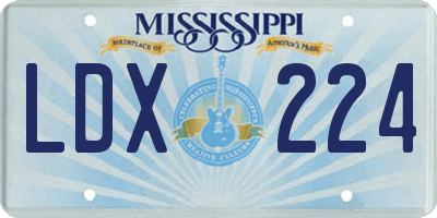 MS license plate LDX224